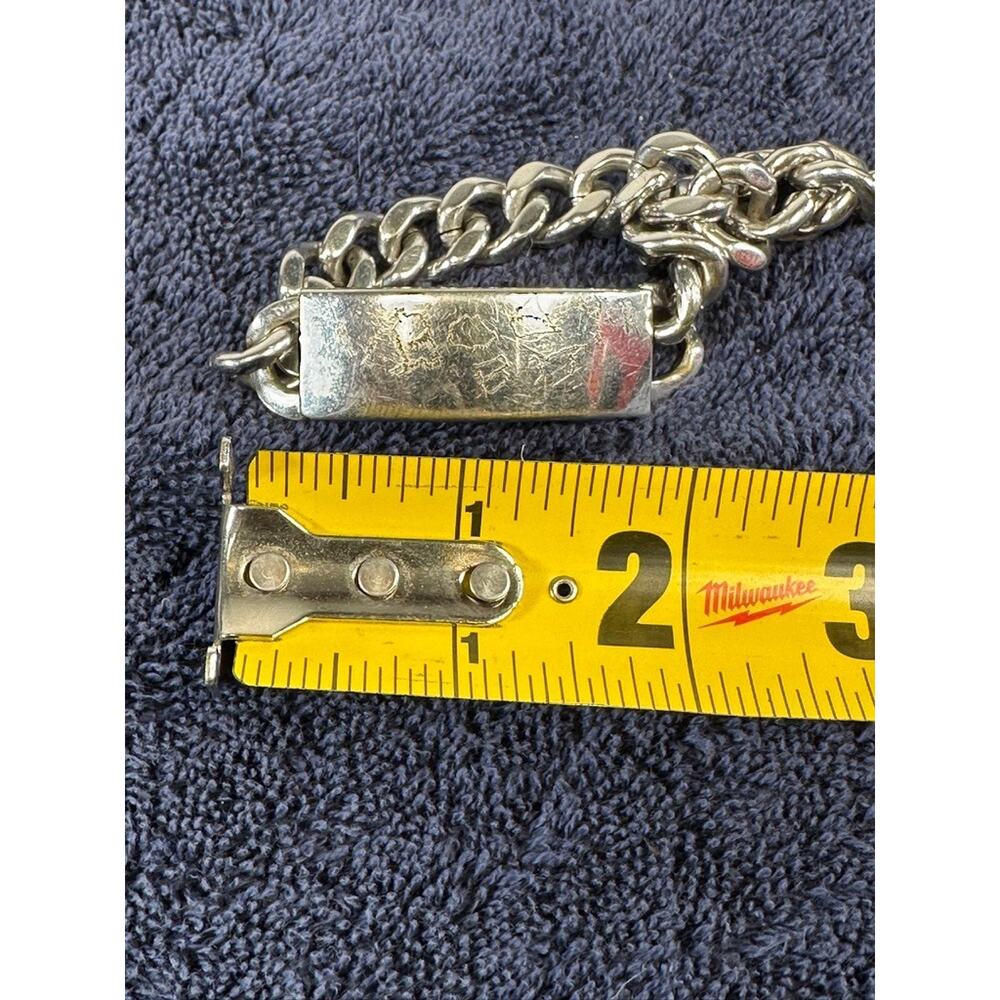 Vintage Champs ID Bracelet Rhodium Plate Cuban Chain Mens 7.5"